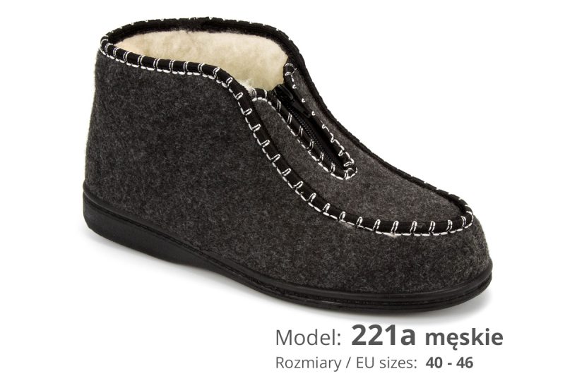 Men's gray slippers (cat. no. 221a)